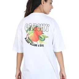ZU Typography Printed Round Neck Drop-Shoulder Sleeves Cotton Oversized T-shirt-image-98