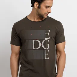 Status Quo Men Olive Green Typography Printed Applique T-shirt-image-46