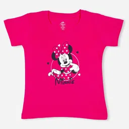 Bodycare Girls Typography Printed Round Neck Cotton Minnie Mouse T-shirt-48