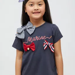 One Friday Girls Typography Printed Bow Detailed T-shirt-image-43