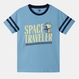 The Souled Store Boys Blue Space Traveller Printed Pure Cotton T-shirt-36