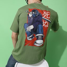 Bukkl Graphic Printed Round Neck Short Sleeves Oversized Cotton T-shirt-image-74
