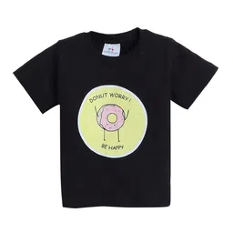 Knitting Doodles Boys Donut Worry Be Happy Printed Round Neck Regular Fit Cotton T-Shirt-image-50