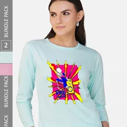 CHOZI Pack of 2 Graphic Printed Regular Fit Cotton T-Shirt-image-46