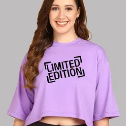 Adyavastram Typography Printed Drop-Shoulder Sleeves Cotton Oversized Crop T-shirt-image-70