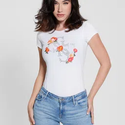 GUESS Women Floral Printed Cotton T-shirt-image-91