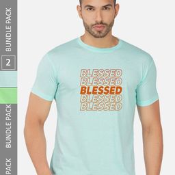 CHOZI Pack Of 2 Typography Printed Round Neck Cotton T-shirt-image-124