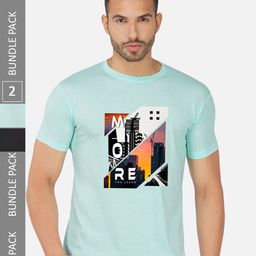 CHOZI Pack Of 2 Typography Printed Cotton T-shirts-image-99