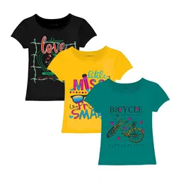 CoolTees4U Girls Pack Of 3 Graphic Printed Round Neck Short Sleeves Cotton T-shirt-picture-9