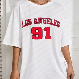 TRENDY RABBIT Women Varsity Printed Applique T-shirt-image-49