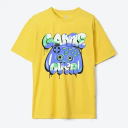 YK Boys Printed Round Neck Short Sleeves Pure Cotton Oversized T-shirt-42