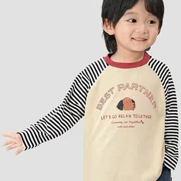 LULU & SKY Boys Striped Drop-Shoulder Sleeves Applique T-shirt-image-54