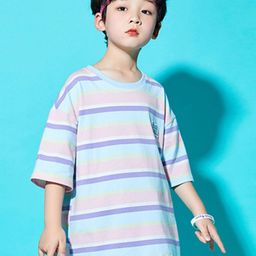 LULU & SKY Kids Striped Drop-Shoulder Sleeves Applique T-shirt-image-67