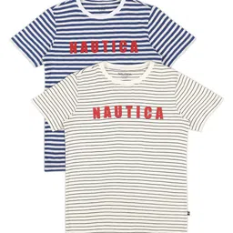 Nautica Boys 2 Striped Drop-Shoulder Sleeves Applique T-shirt-31