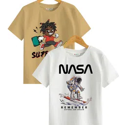 BAESD Boys Checked Extended Sleeves Applique T-shirt-image-30