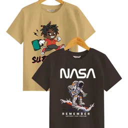 BAESD Boys Checked Extended Sleeves Applique T-shirt-image-27