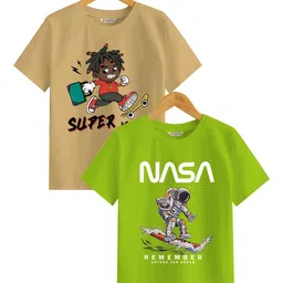 BAESD Boys Checked Extended Sleeves Applique T-shirt-image-26