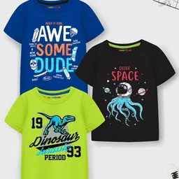 YK X Trampoline Boys 3 Printed Extended Sleeves Applique T-shirt-44