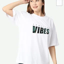 STATUS MANTRA Women 2 Printed Extended Sleeves Applique T-shirt-image-41