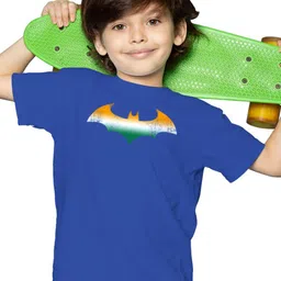 BRATMA Kids Navy Blue Printed Extended Sleeves Applique T-shirt-image-41