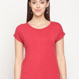 METTLE Women Coral Extended Sleeves Cotton T-shirt-picture-30
