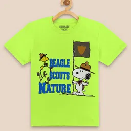 Kids Ville Boys Green Printed Snoopy Peanuts Printed T-shirt-image-57