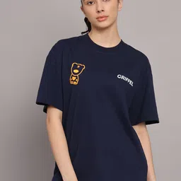 GRIFFEL Women Printed Pure Cotton T-shirt With Shorts-image-4