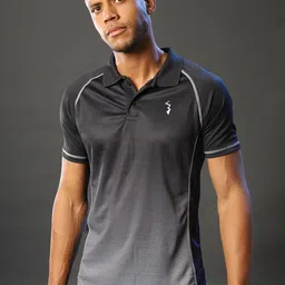 Campus Sutra Men Black Mandarin Collar Dri-FIT Pockets Outdoor T-shirt-image-41