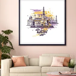 999Store White & Black Delhi Monuments Printed Canvas byWall Art-image-37