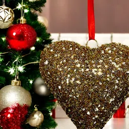 Hind Decor Brown & Red Metallic Handcrafted Hanging Christmas Heart-image-18