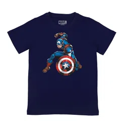 Marvel by Wear Your Mind Boys Navy Blue & Red Captain America Printed T-shirt-image-69