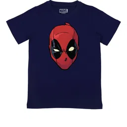 Marvel by Wear Your Mind Boys Navy Blue Deadpool Printed T-shirt-picture-16