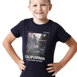 KATE & OSCAR Boys Blue Half sleeve Printed T-shirt-image-46