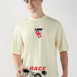Bewakoof Men Cars Graphic Printed Round Neck Cotton Oversized T-shirt-image-29