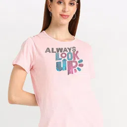 Shashvi Women Pink Embellished Round Neck T-Shirt-image-49