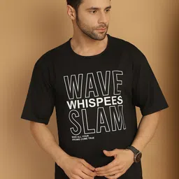 VIMAL JONNEY Typography Printed Oversized Cotton T-shirt-image-98
