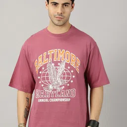 THE HOLLANDER Typography Printed Cotton Drop-Shoulder Sleeves Oversized T-shirt-image-65