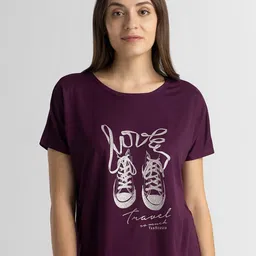Van Heusen Women Typography Printed xxl Round Neck T-shirt-image-69