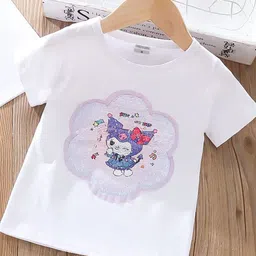 YK Girls Graphic Printed Round Neck Cotton T-shirt-13