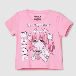 max Girls Typography Printed Cotton T-shirt-image-75