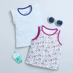 BUMZEE Girls 2 Printed Round Neck Applique T-shirt-image-48