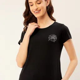 ether Black Graphic Printed Round Neck Short Sleeves Cotton Regular T-shirt-image-38