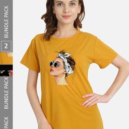 CHOZI Pack Of 2 Printed Round Neck Cotton T-shirt-picture-17
