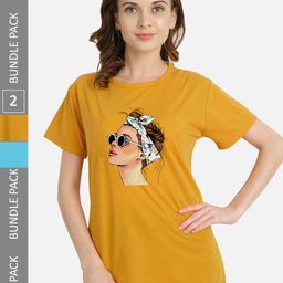 CHOZI Pack Of 2 Graphic Printed Round Neck Cotton Regular T-shirts-picture-13