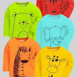 KUCHIPOO Kids Pack Of 5 Graphic Printed T-shirt-34