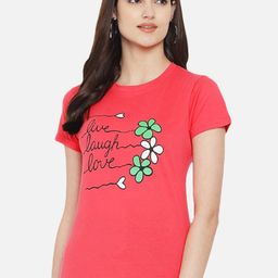 Fabflee Typography Printed Round Neck Short Sleeves Cotton Regular T-shirt-image-81