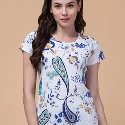 BAESD Floral Printed Round Neck Short Sleeves Cotton T-shirt-image-54