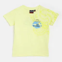 Gini and Jony Infant Boys Yellow & Blue Pure Cotton Printed T-shirt-image-56