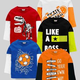 KUCHIPOO Boys Typography 5 Printed T-shirt-picture-3