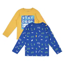 PLUM TREE Boys Yellow & Blue 2 Printed T-shirt-image-35